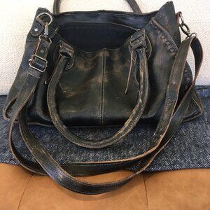 Bed Stu Black Hand Washed Leather Rockababy Satchel